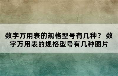 数字万用表的规格型号有几种？ 数字万用表的规格型号有几种图片